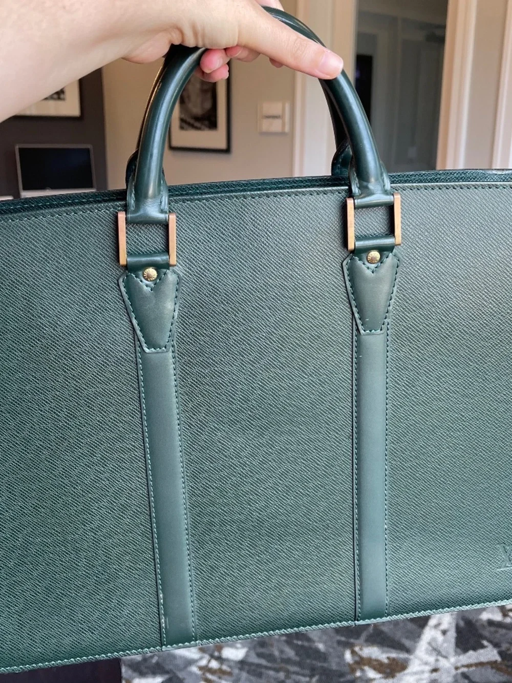 Louis Vuitton Green Taiga Leather Porte Documents Rozan Briefcase